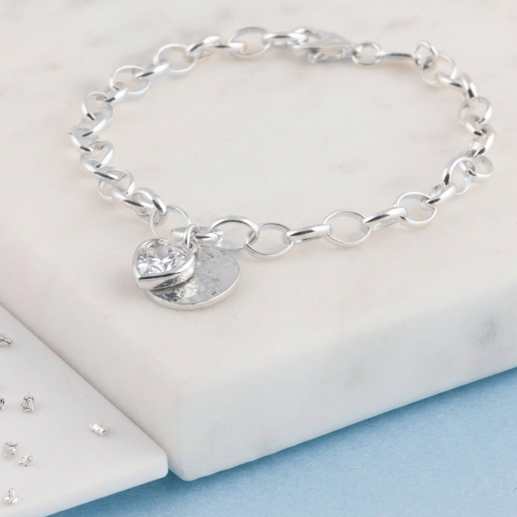 Ashes or Hair Memorial Birthstone Disc Bracelet