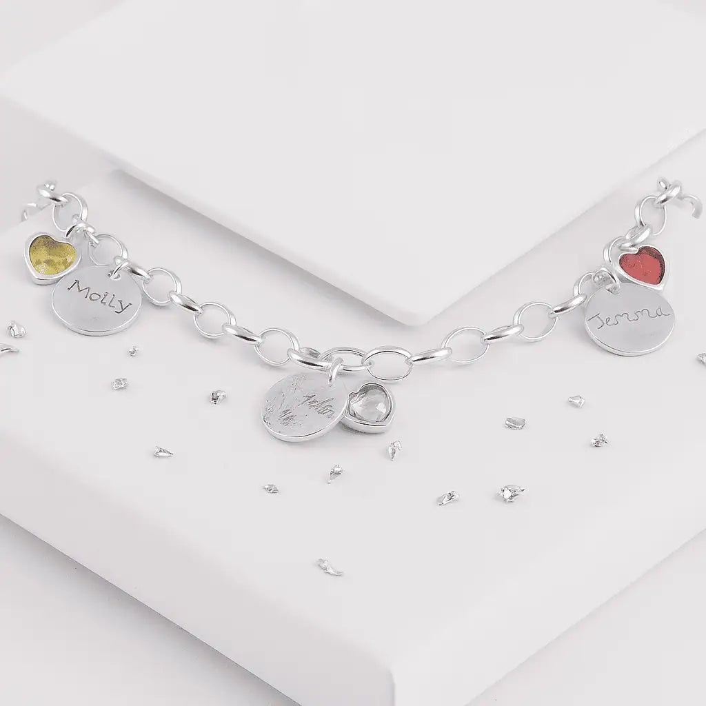 Ashes or Hair Memorial Birthstone Triple Disc Bracelet