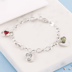 Ashes or Hair Memorial Birthstone Triple Disc Bracelet