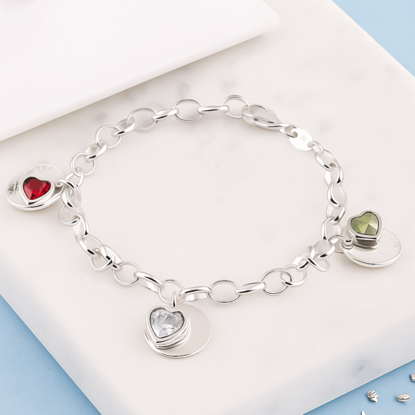 Ashes or Hair Memorial Birthstone Triple Disc Bracelet
