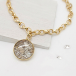 Ashes or Hair Memorial Round 9ct yellow gold Inlaid Charm Bracelet