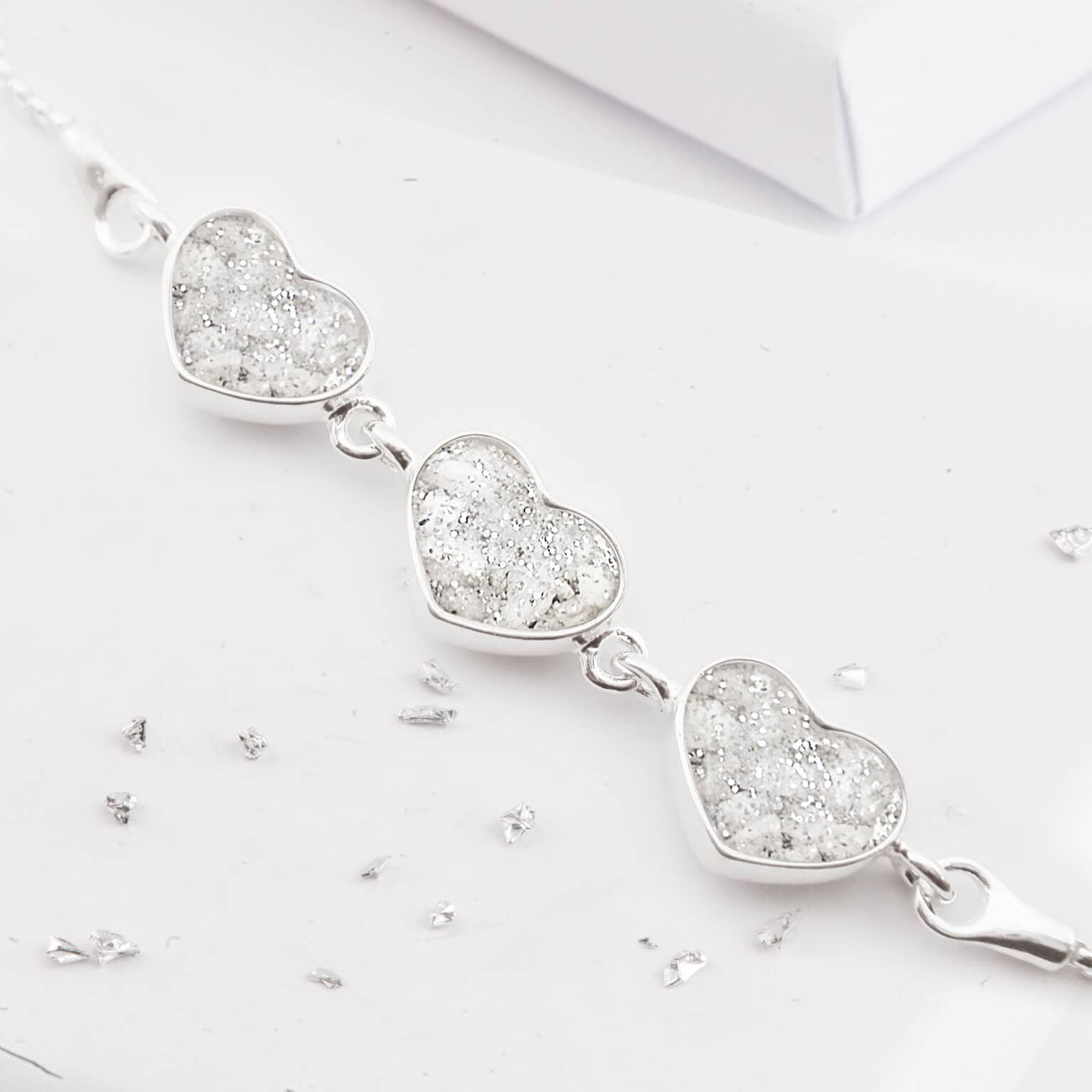 Ashes or Hair Memorial Triple Heart and Infinity Knot Bracelet