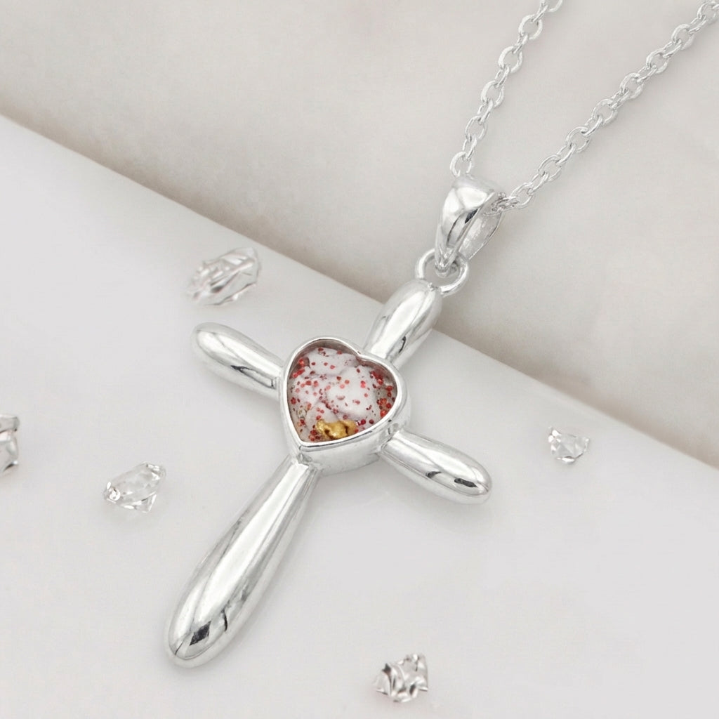 Ashes or Hair Resin Cross Pendant