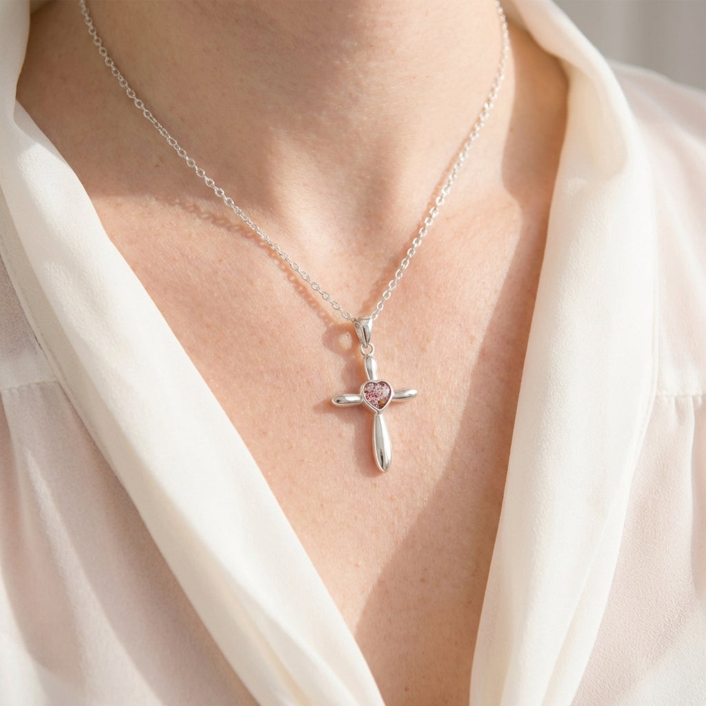 Ashes or Hair Resin Cross Pendant