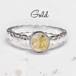Ashes or Hair Resin Gem Inlaid Bobble Silver Ring