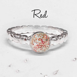 Ashes or Hair Resin Gem Inlaid Bobble Silver Ring