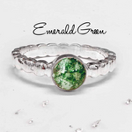 Ashes or Hair Resin Gem Inlaid Bobble Silver Ring