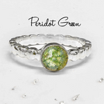 Ashes or Hair Resin Gem Inlaid Bobble Silver Ring