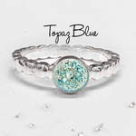 Ashes or Hair Resin Gem Inlaid Bobble Silver Ring