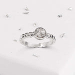 Ashes or Hair Resin Gem Inlaid Bobble Silver Ring