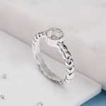 Ashes or Hair Resin Gem Inlaid Bobble Silver Ring