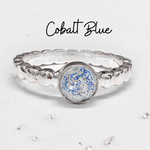 Ashes or Hair Resin Gem Inlaid Bobble Silver Ring
