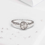 Ashes or Hair Resin Gem Inlaid Bobble Silver Ring