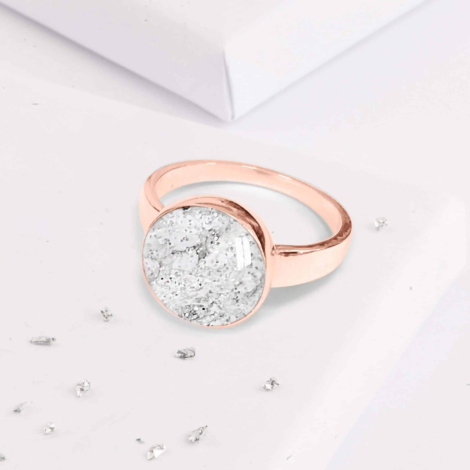 Ashes or Hair Resin Inlaid Round Ring