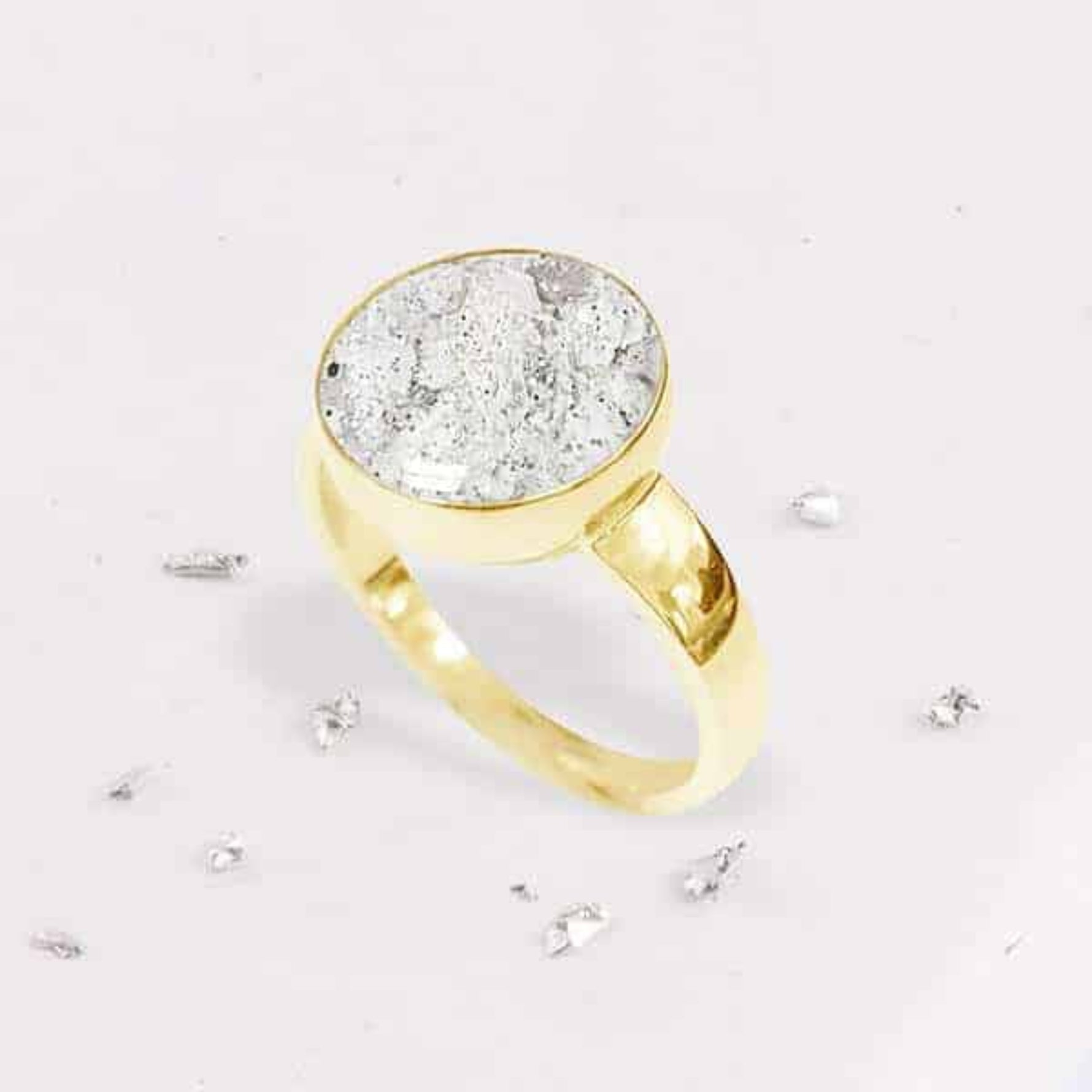 Ashes or Hair Resin Inlaid Round Ring