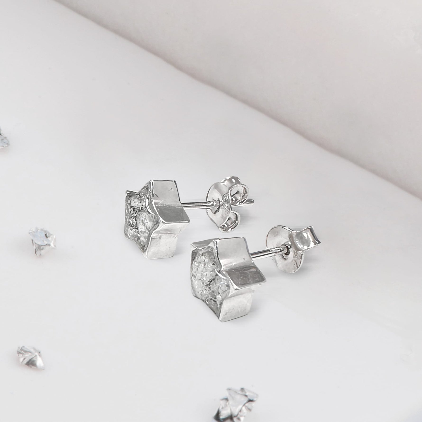 Ashes or Hair Resin Inlaid Star Stud Earrings