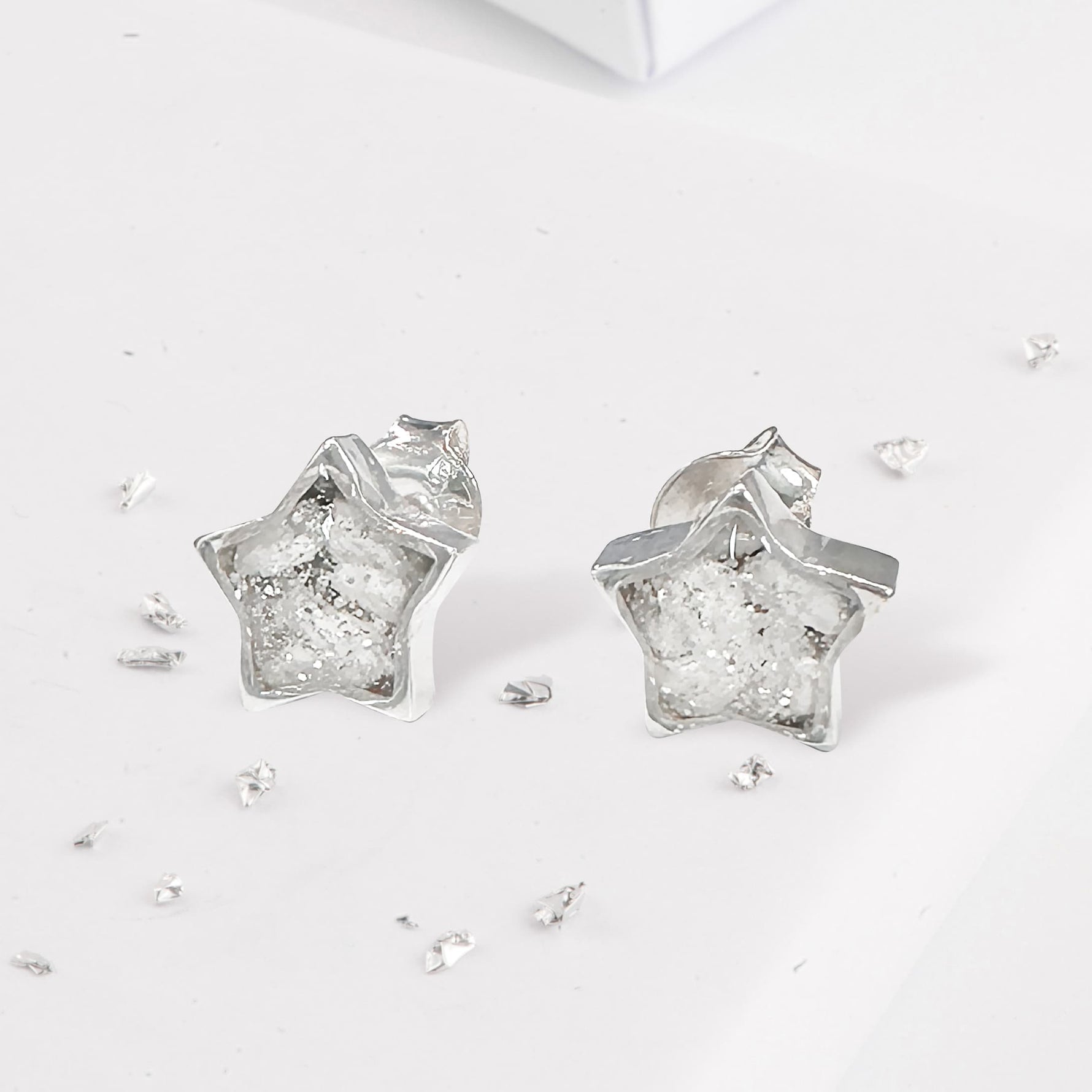 Ashes or Hair Resin Inlaid Star Stud Earrings
