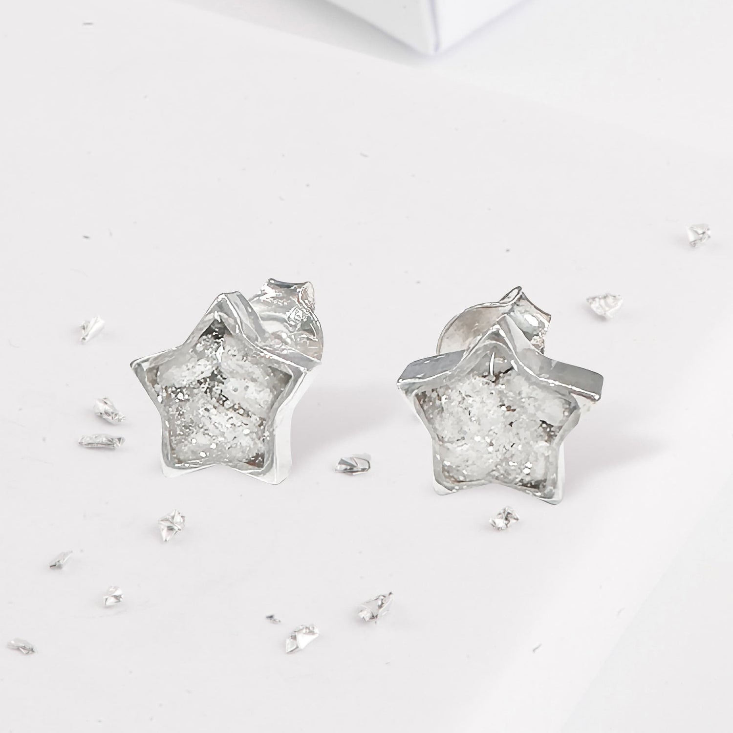 Ashes or Hair Resin Inlaid Star Stud Earrings