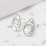 Ashes or Hair Resin Inlaid Teardrop Stud Earrings
