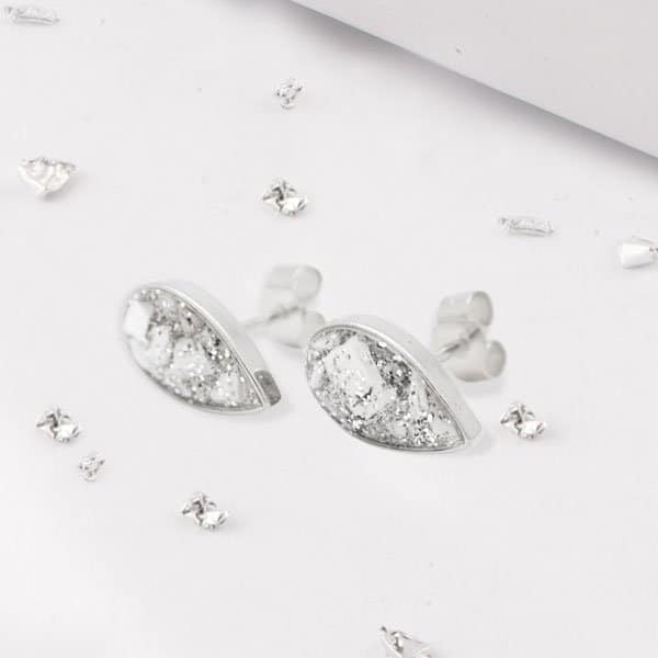 Ashes or Hair Resin Inlaid Teardrop Stud Earrings