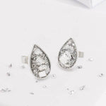 Ashes or Hair Resin Inlaid Teardrop Stud Earrings