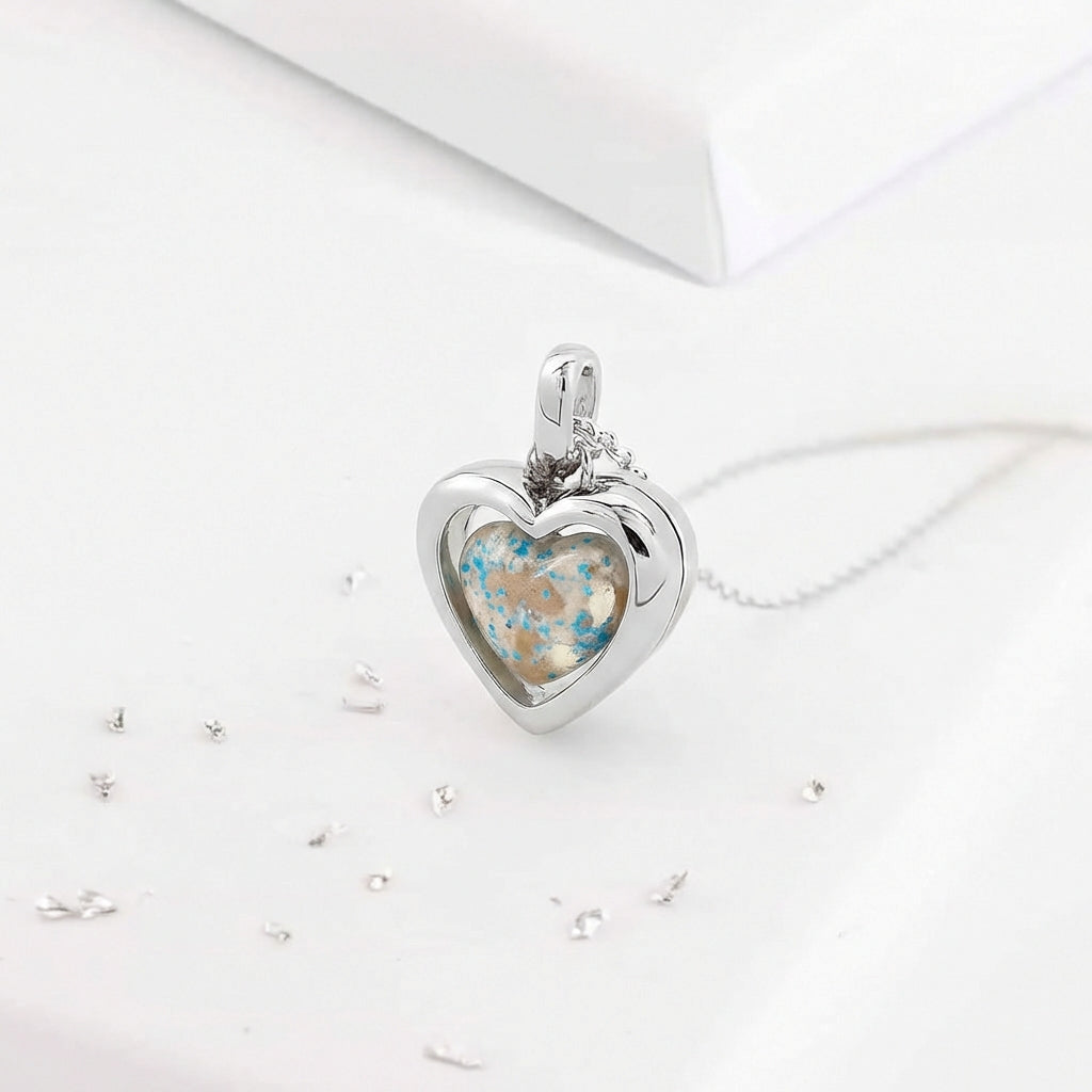 Ashes or Hair Round Glass Locket With Memorial Bead