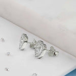 Ashes or hair small heart crystal stud earrings