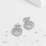 Ashes or hair small heart crystal stud earrings