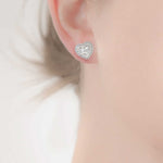 Ashes or hair small heart crystal stud earrings