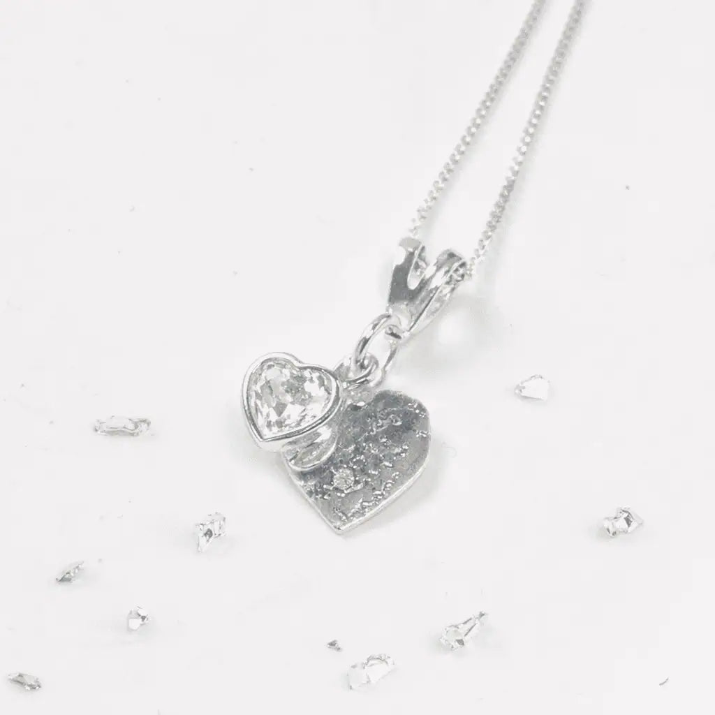 Ashes or Hair Small Heart Memorial Birthstone Pendant
