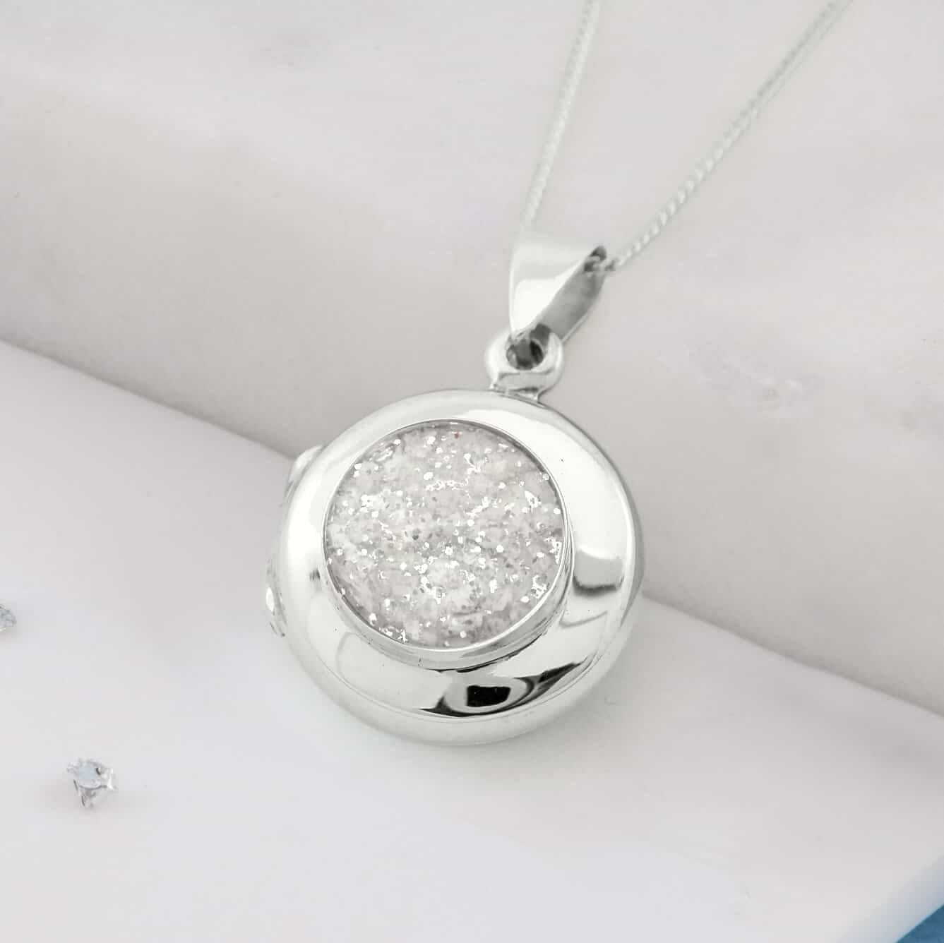 Ashes or hair small round sterling silver locket
