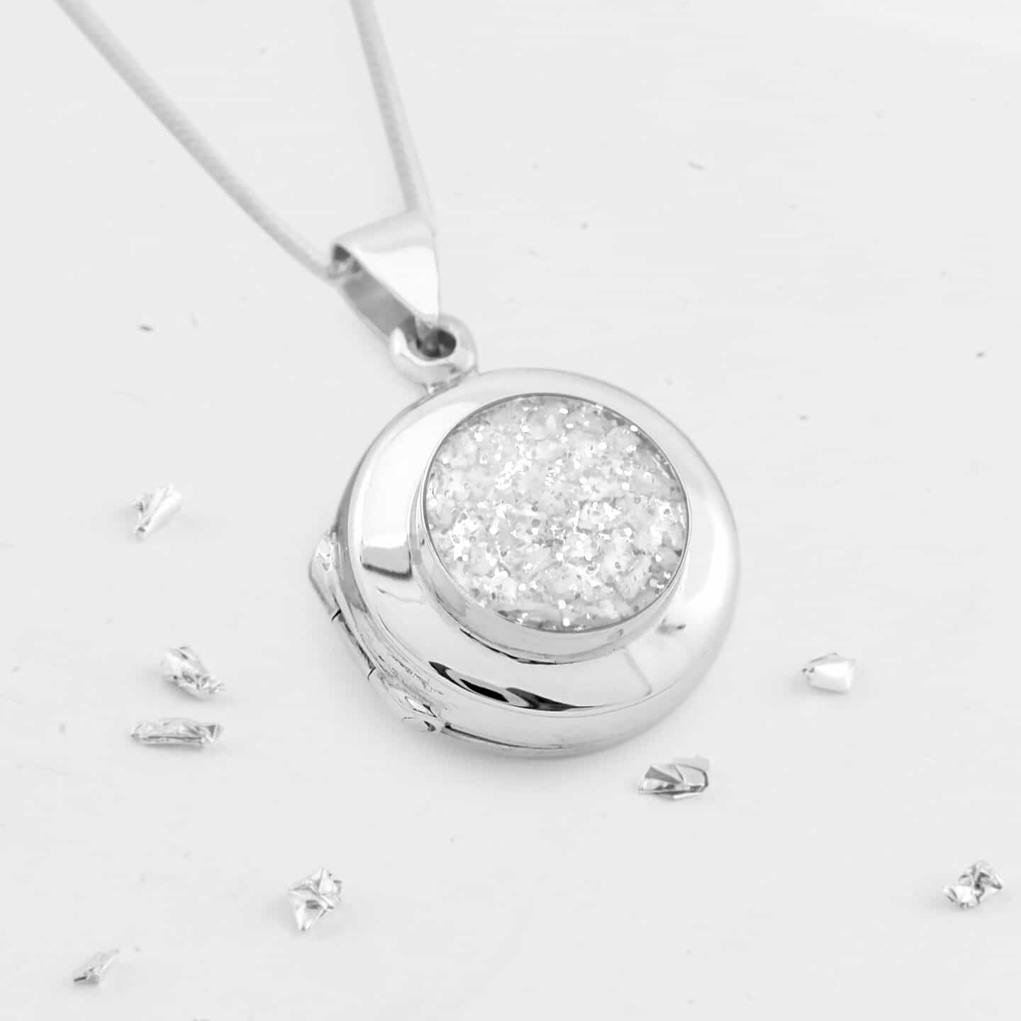 Ashes or hair small round sterling silver locket