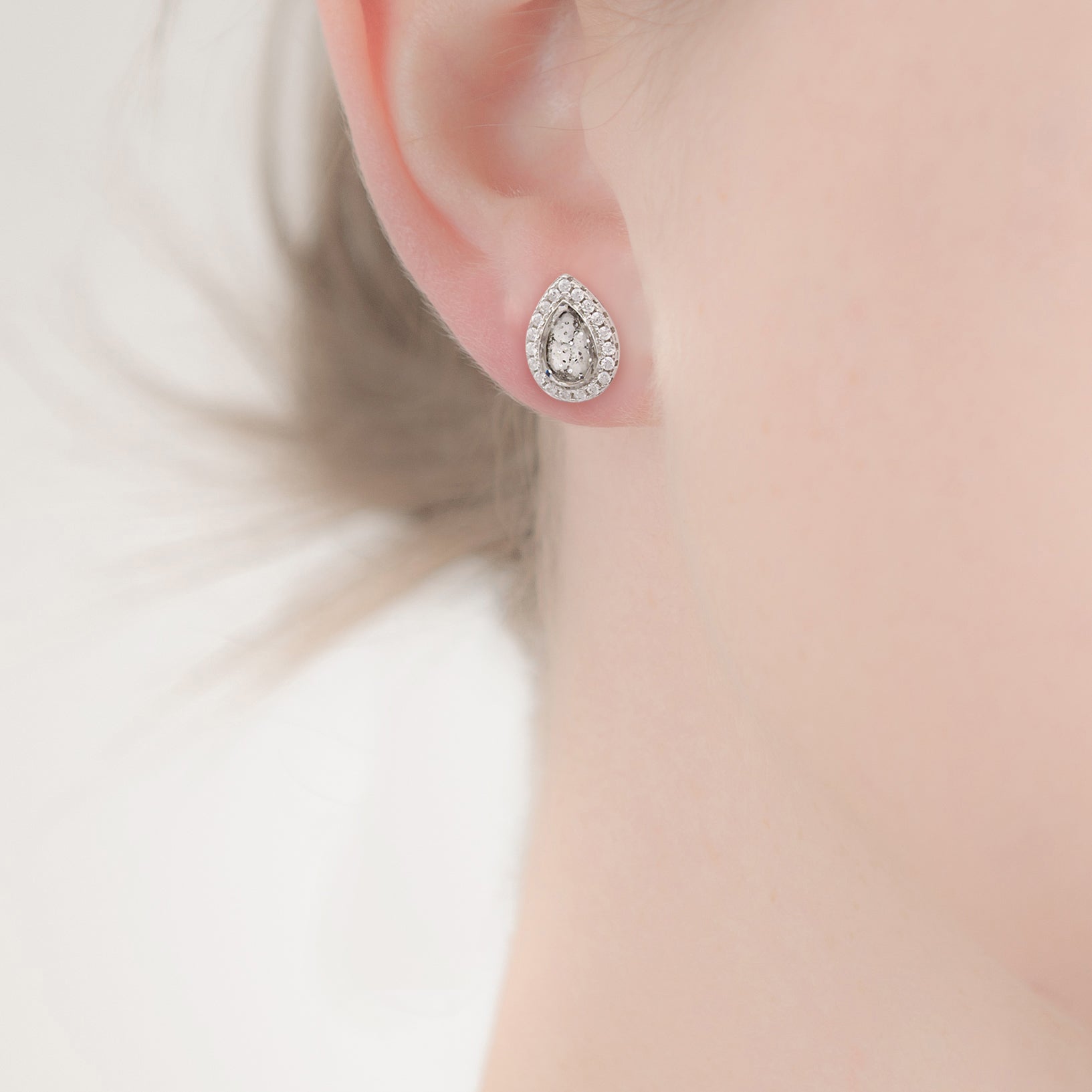 Ashes or hair small teardrop crystal stud earrings
