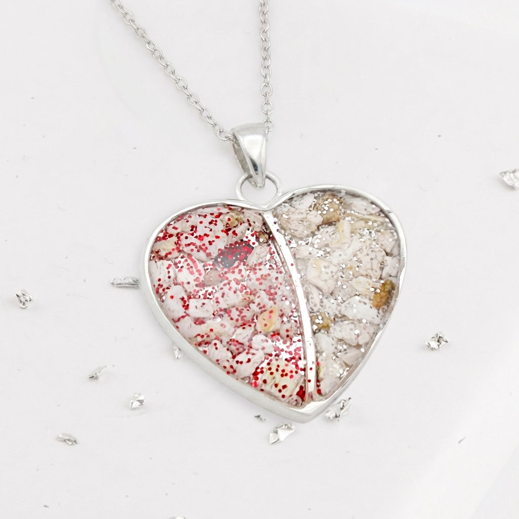 Ashes or Hair Split Heart Resin Pendant