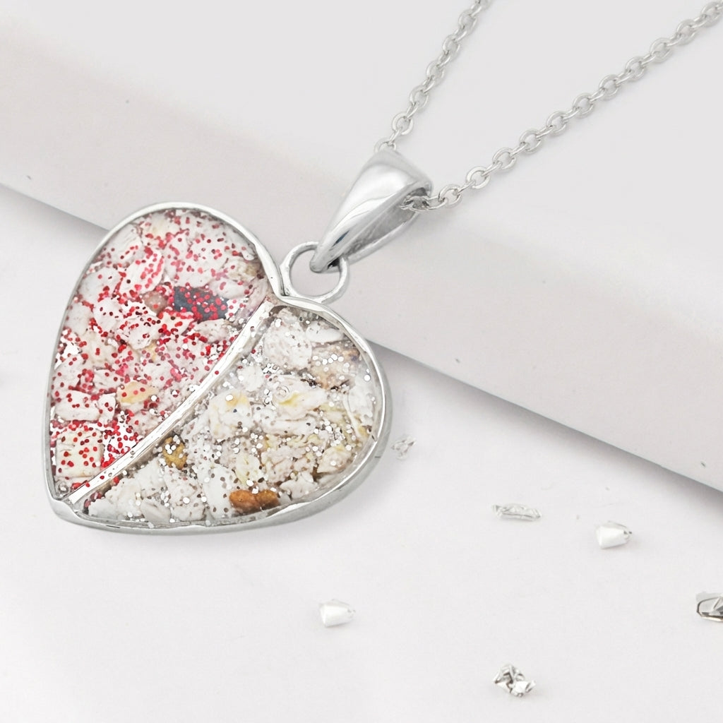 Ashes or Hair Split Heart Resin Pendant