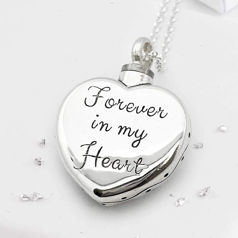 Ashes or hair sterling silver blue crystal heart urn pendant