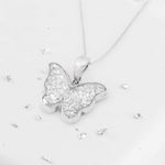 Ashes or hair sterling silver inlaid Butterfly pendant