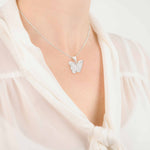 Ashes or hair sterling silver inlaid Butterfly pendant