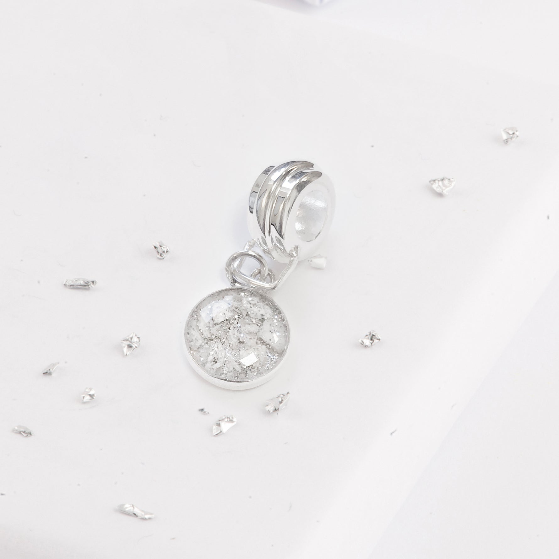 Ashes or Hair Sterling Silver Resin Inlaid Charm