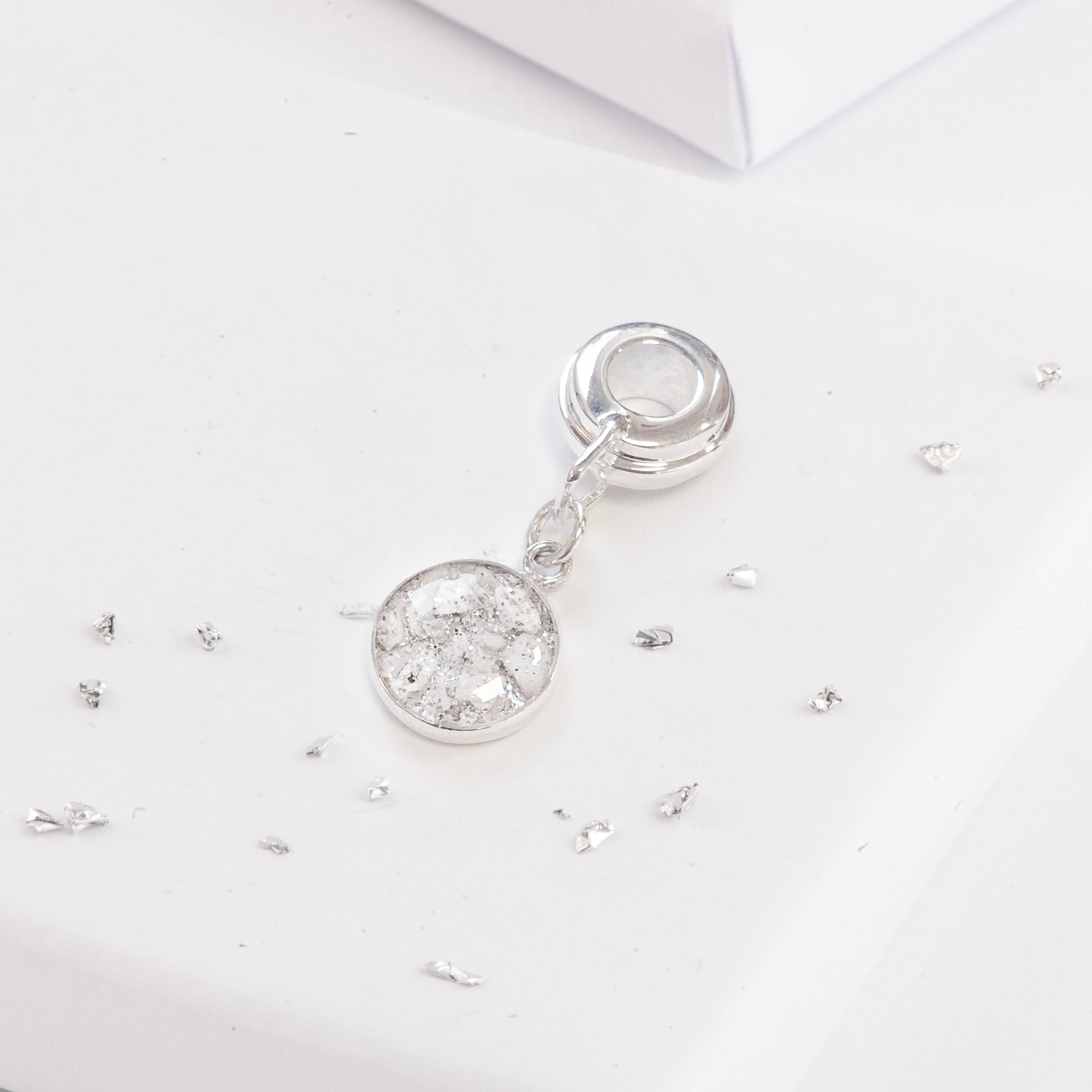 Ashes or Hair Sterling Silver Resin Inlaid Charm