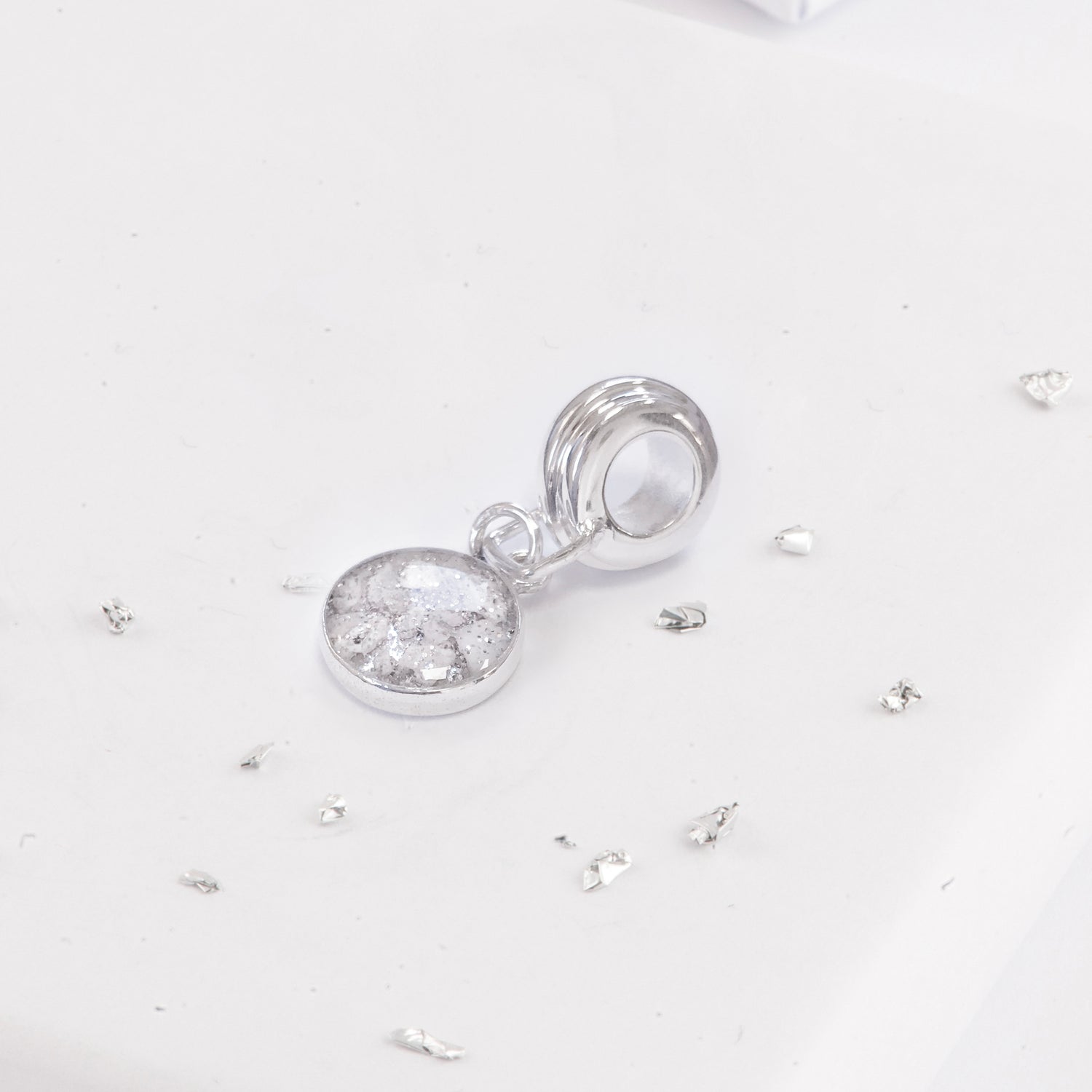 Ashes or Hair Sterling Silver Resin Inlaid Charm