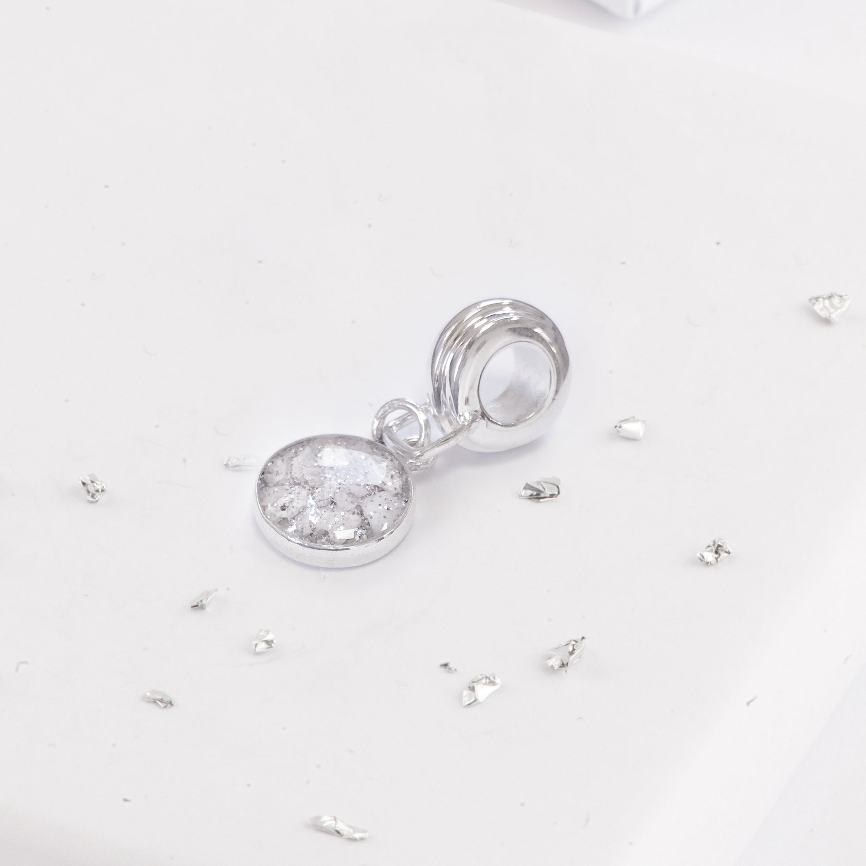 Ashes or Hair Sterling Silver Resin Inlaid Charm