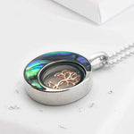 Ashes sterling silver abalone & rose gold tree of life urn pendant