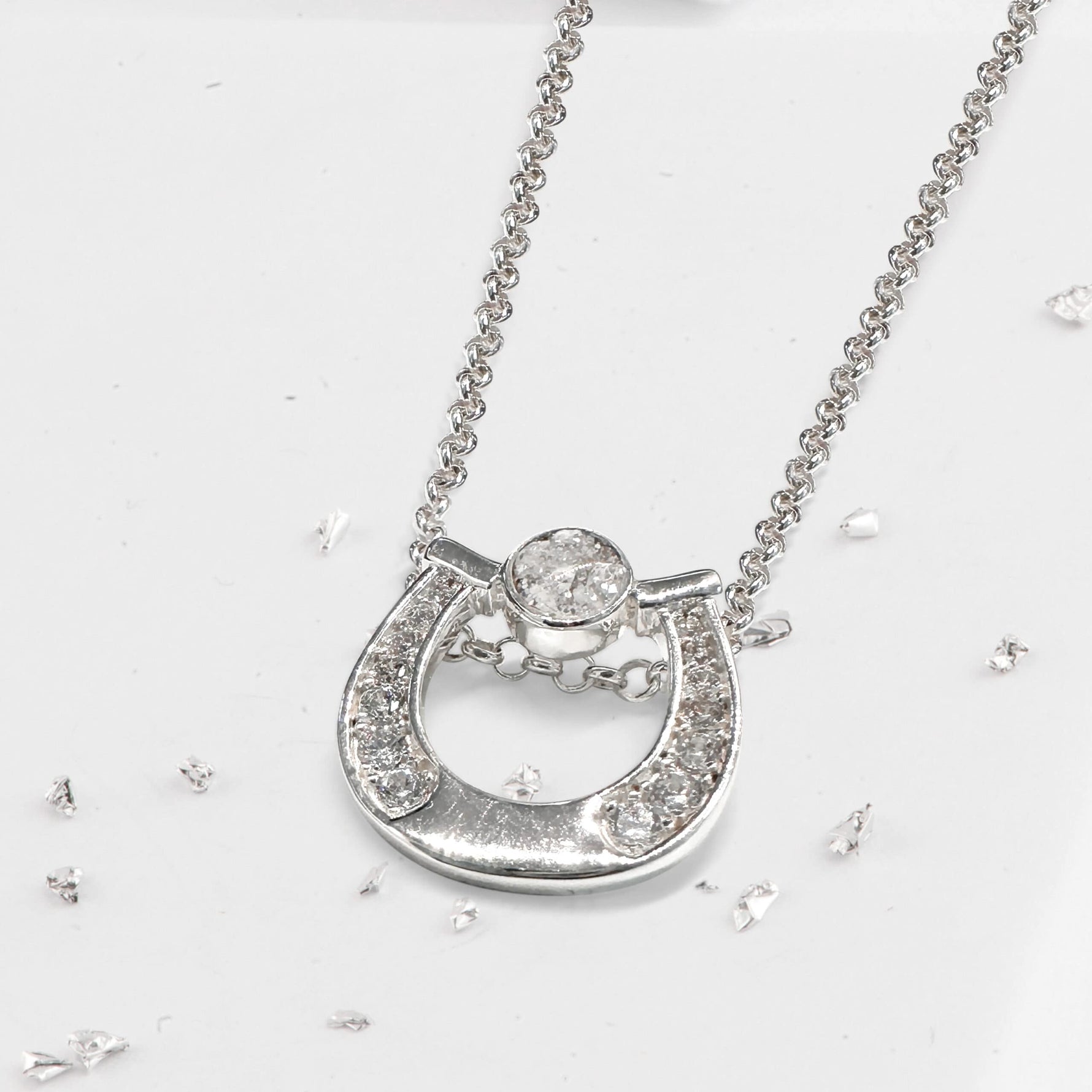 Crystal Ashes Horseshoe Inlaid Pendant