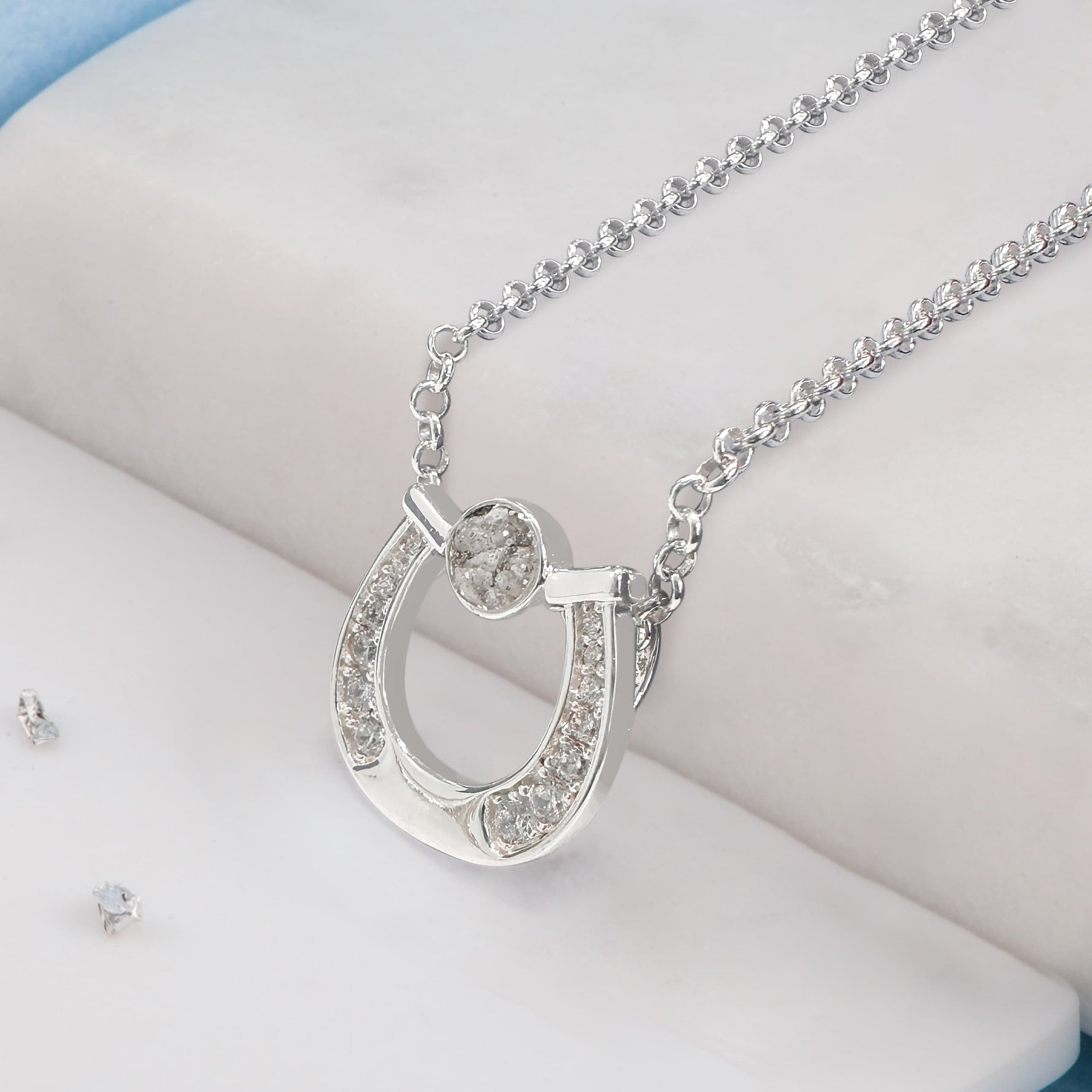 Crystal Ashes Horseshoe Inlaid Pendant
