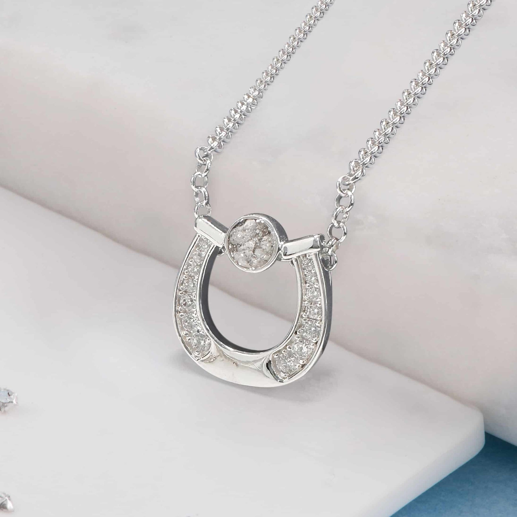 Crystal Ashes Horseshoe Inlaid Pendant