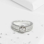 Crystal baguette shoulder round ashes or hair inlaid ring
