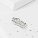 Crystal baguette shoulder round ashes or hair inlaid ring