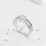 Crystal baguette shoulder round ashes or hair inlaid ring