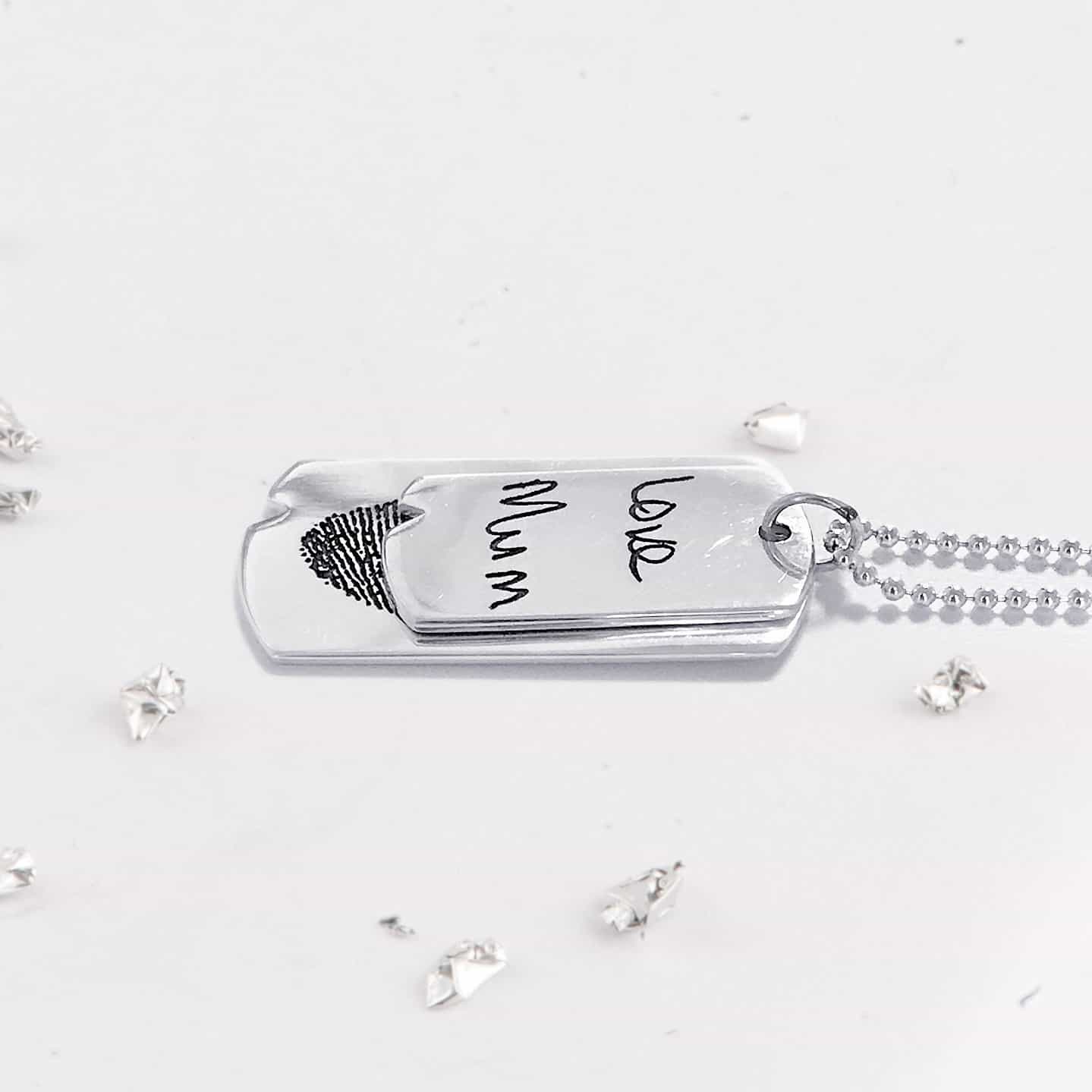 Fingerprint Double Dog Tag Necklace And Chain